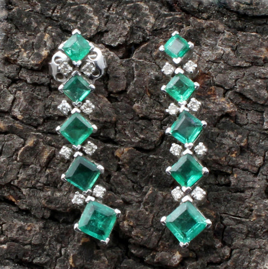 Emerald And Diamonds Gold Earring