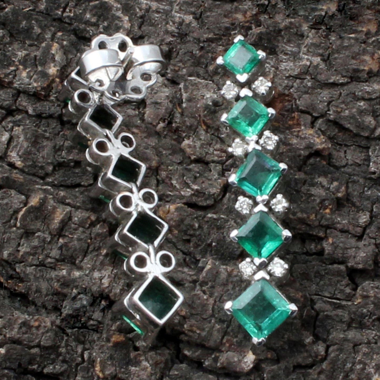 Emerald And Diamonds Gold Earring