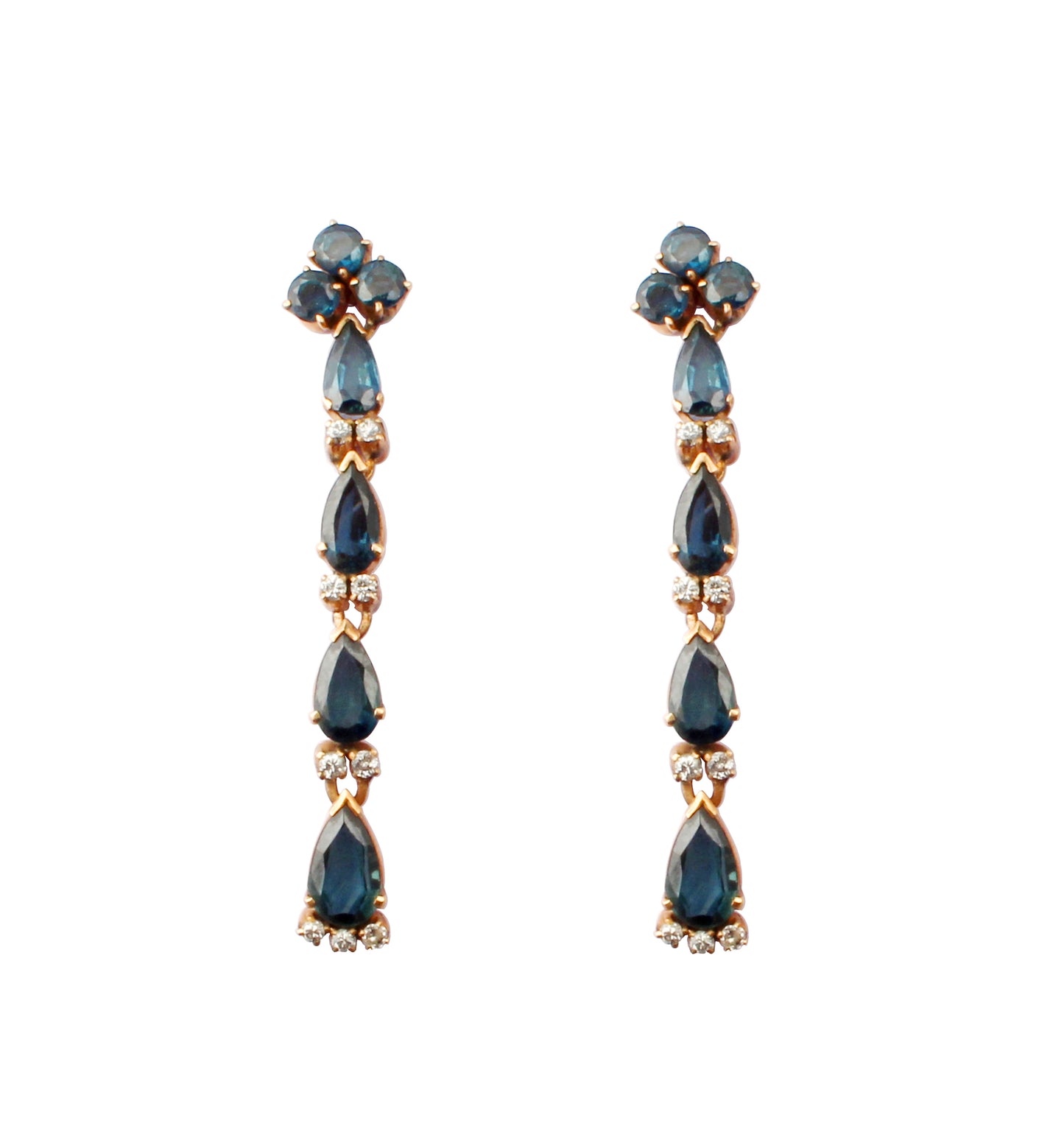 Sapphire And Diamonds Gold Earring