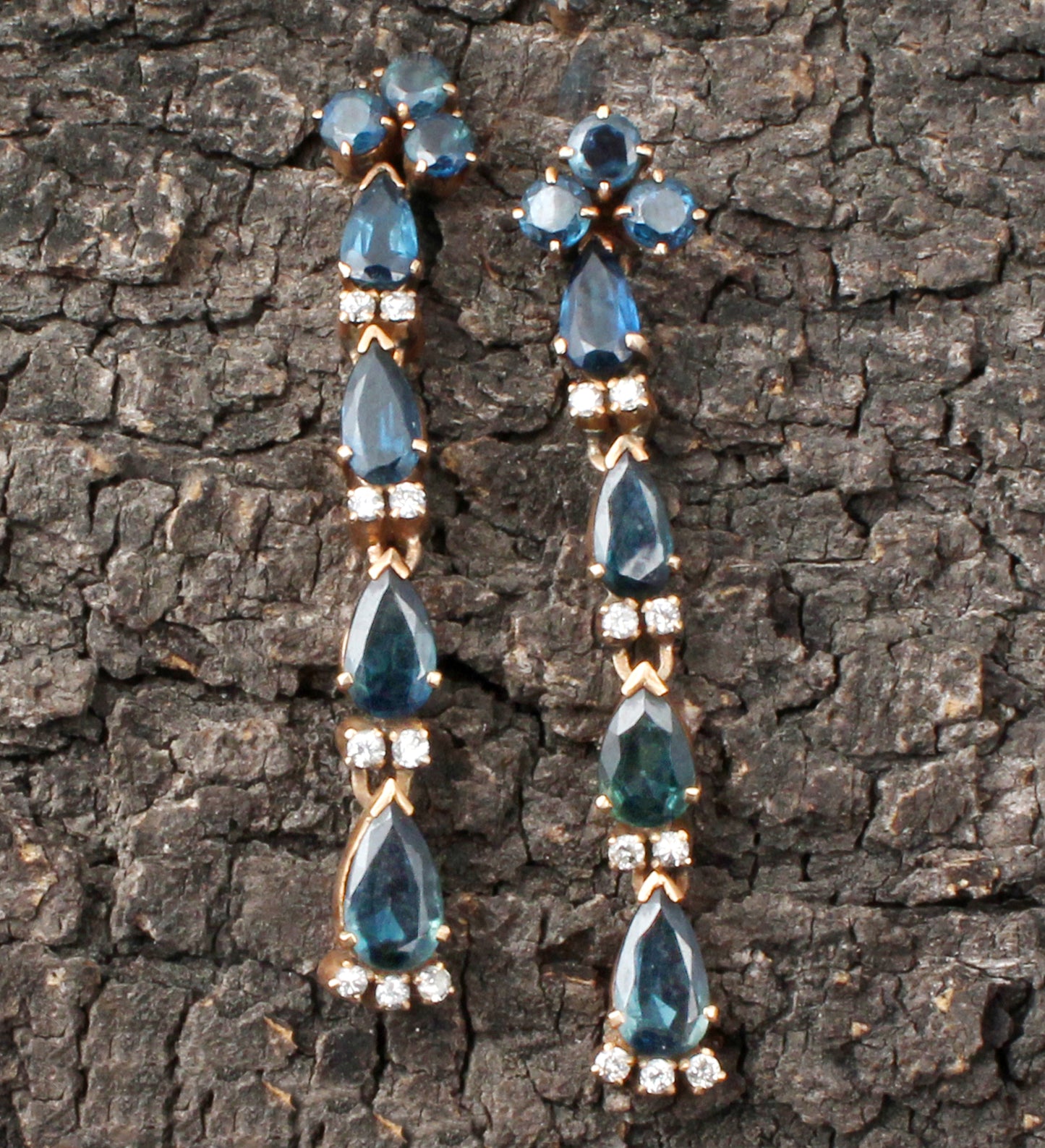 Sapphire And Diamonds Gold Earring