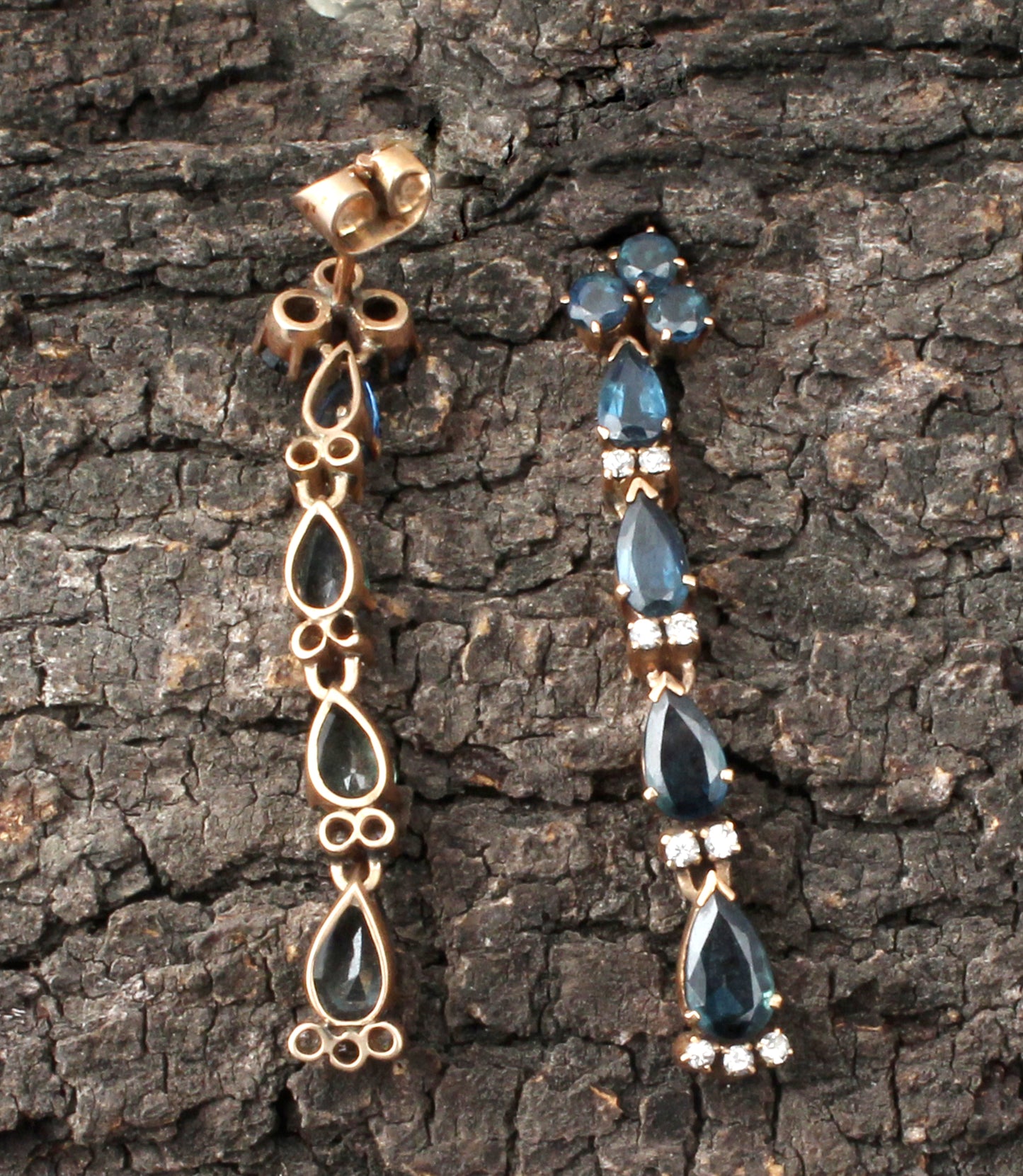 Sapphire And Diamonds Gold Earring