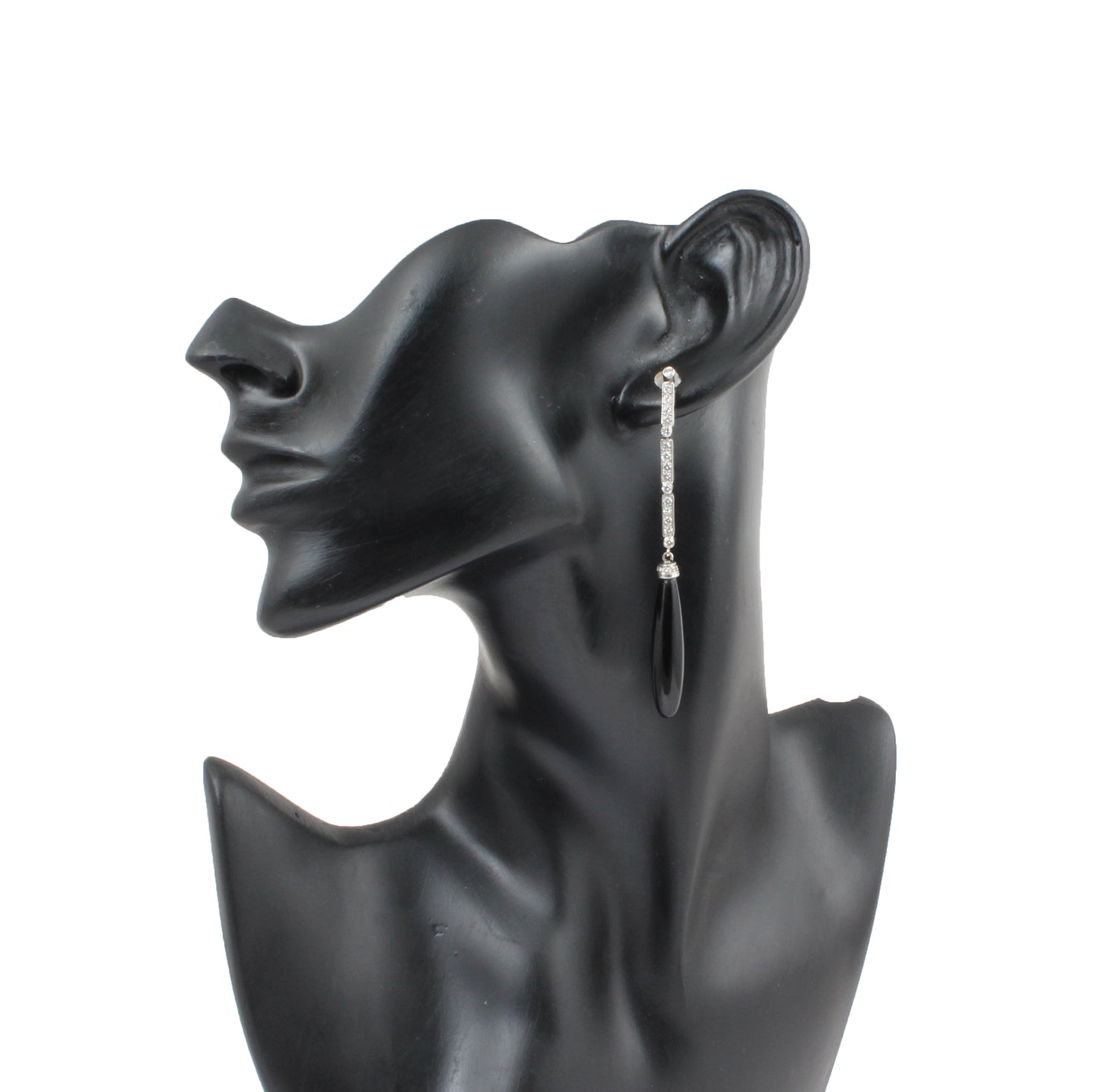 Onyx And Diamonds Gold Earring