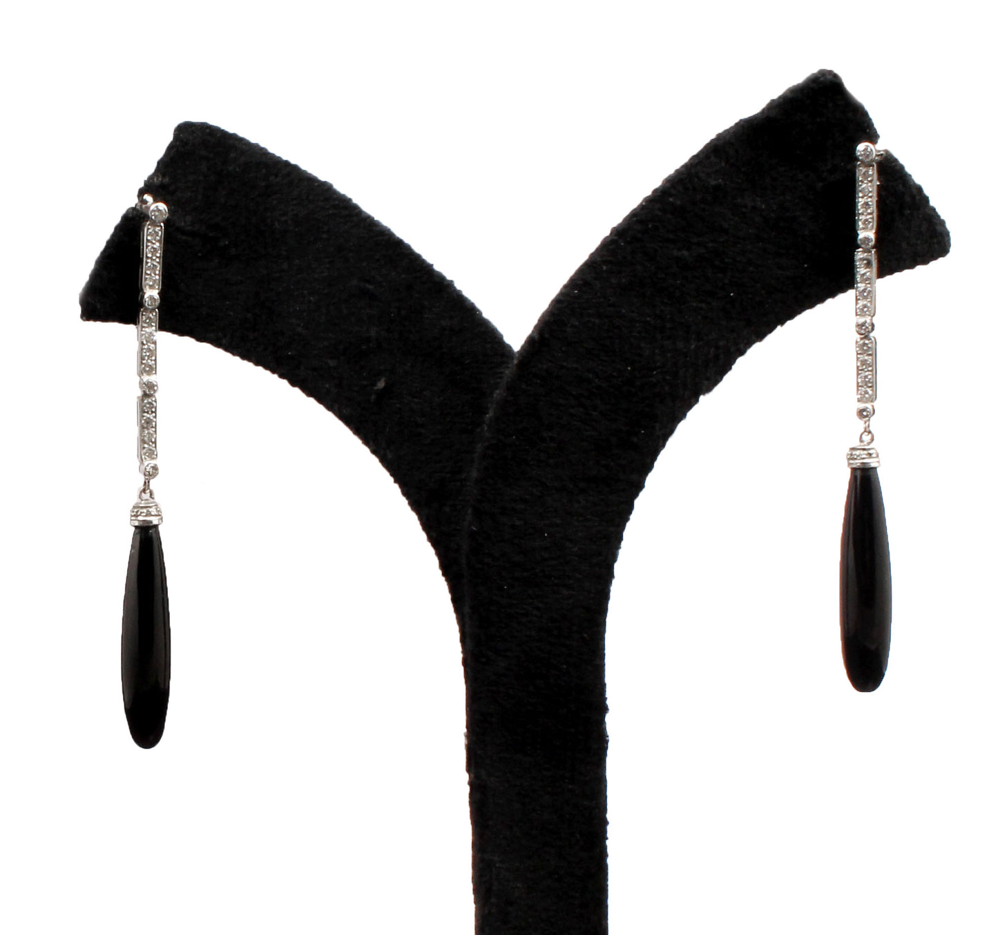 Onyx And Diamonds Gold Earring