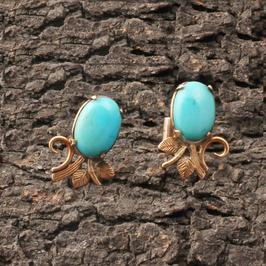 Turquoise (Arizona) Gold Earring