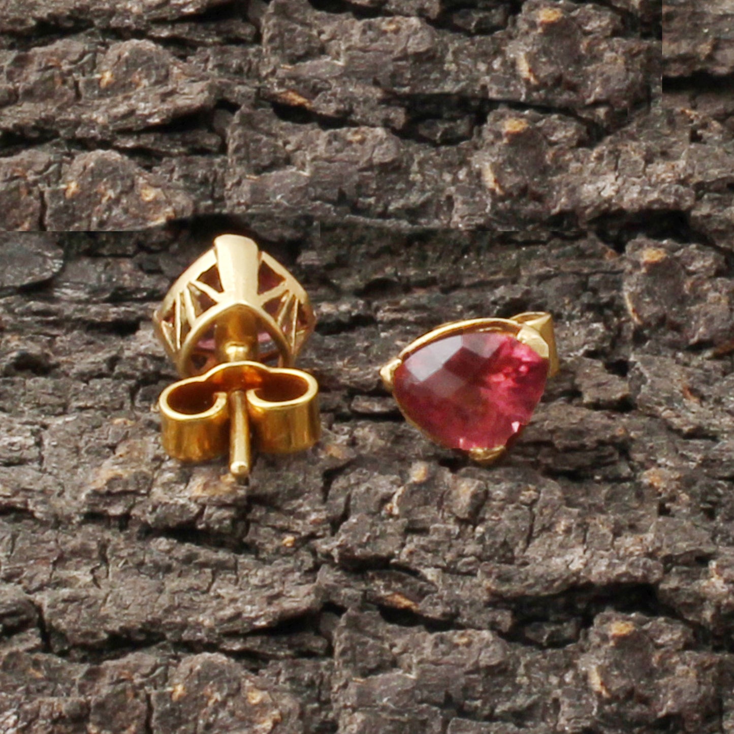 Ruby(Natural) And Diamonds Gold Earring