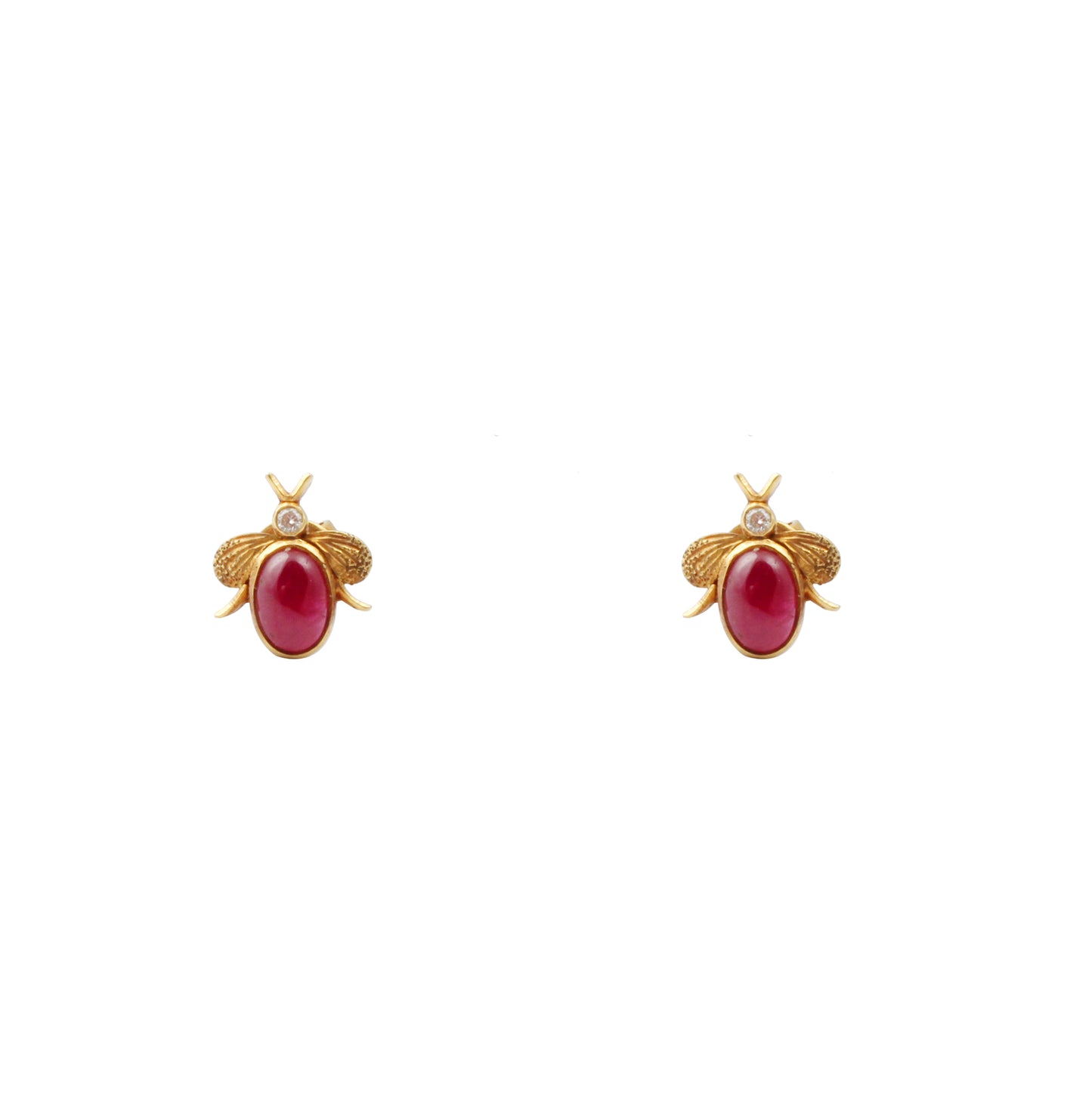 Ruby(Natural) And Diamonds Gold Earring