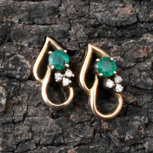 Emerald And Diamonds Gold Earring