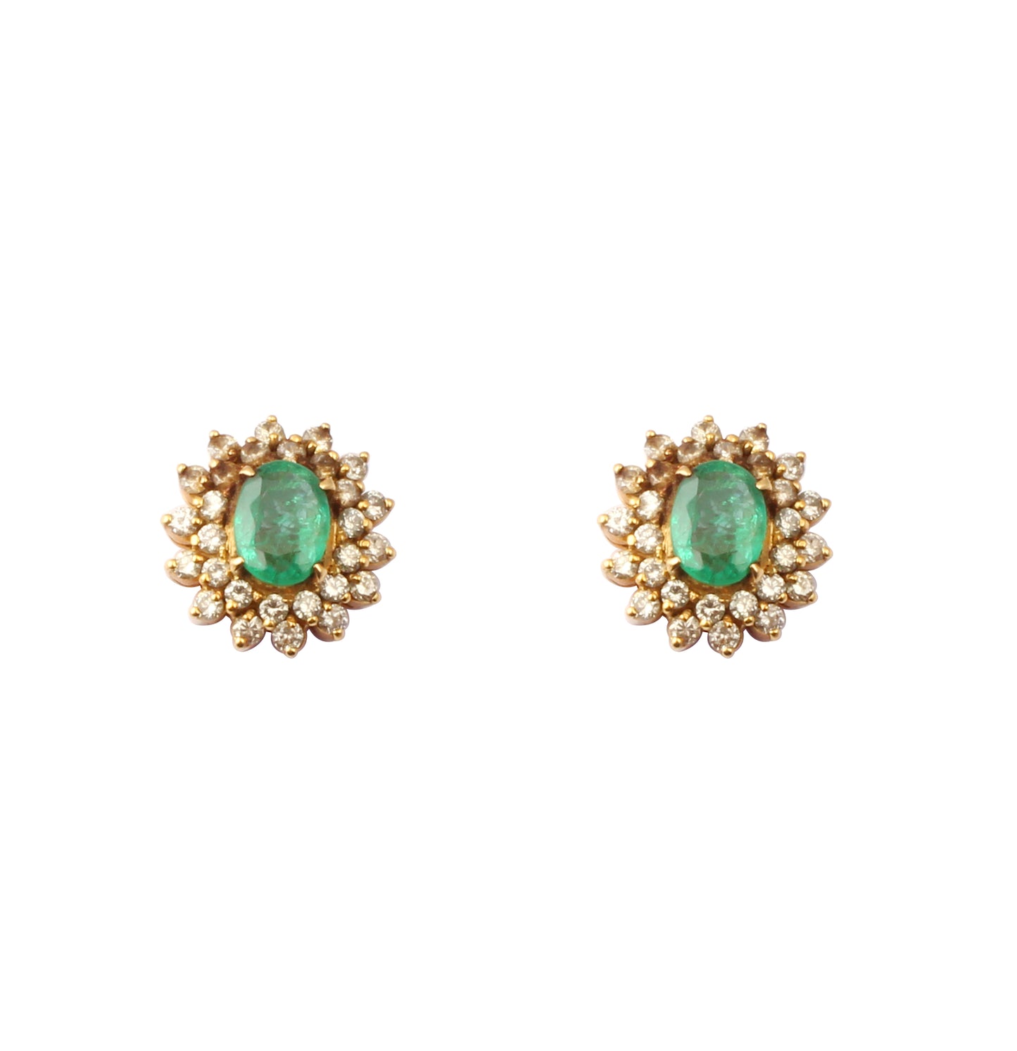 Emerald And Diamonds Gold Earring