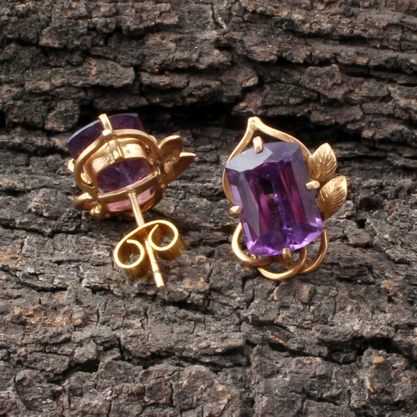 Amethyst(Bolivia) Gold Earring