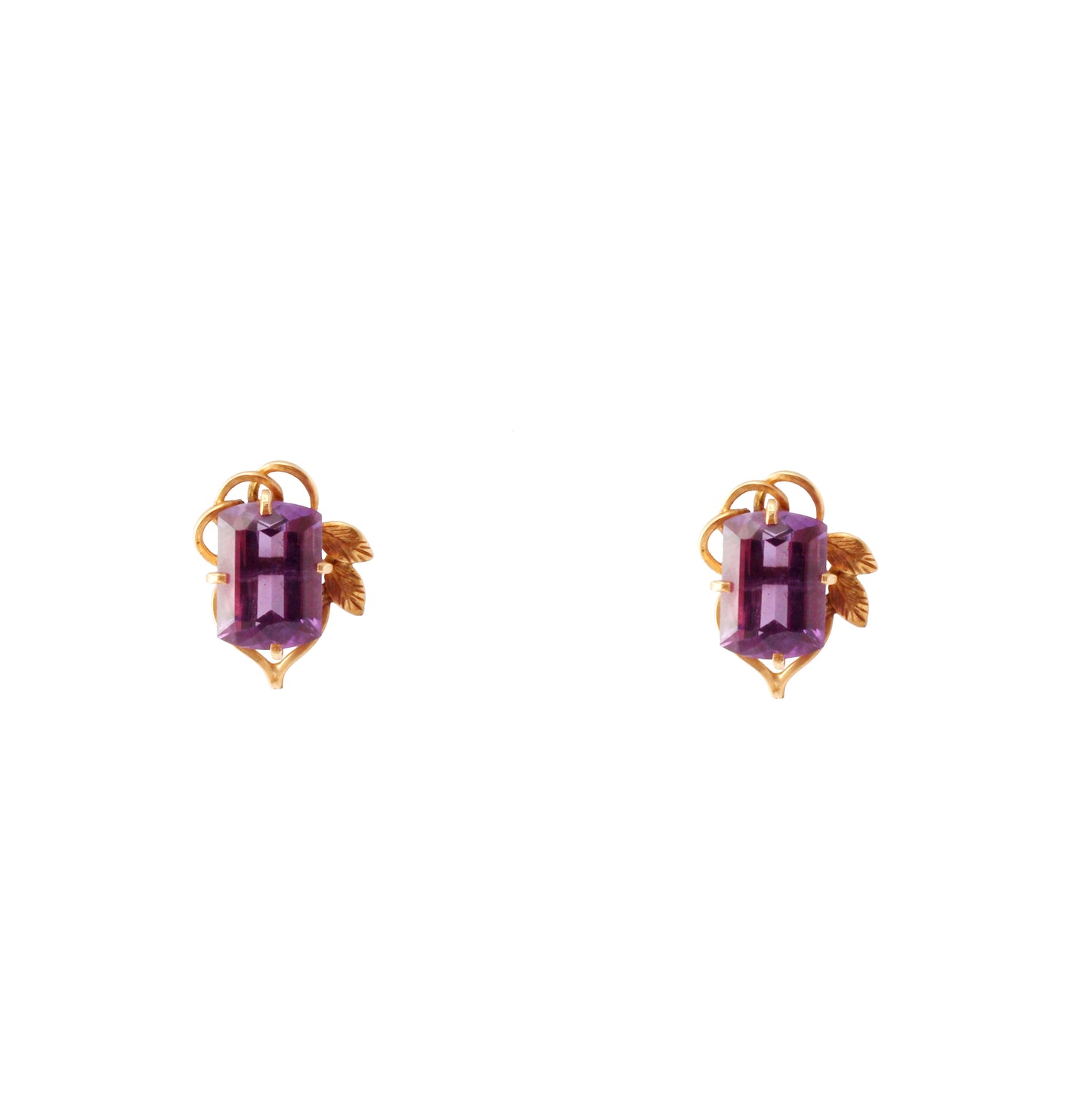 Amethyst(Bolivia) Gold Earring