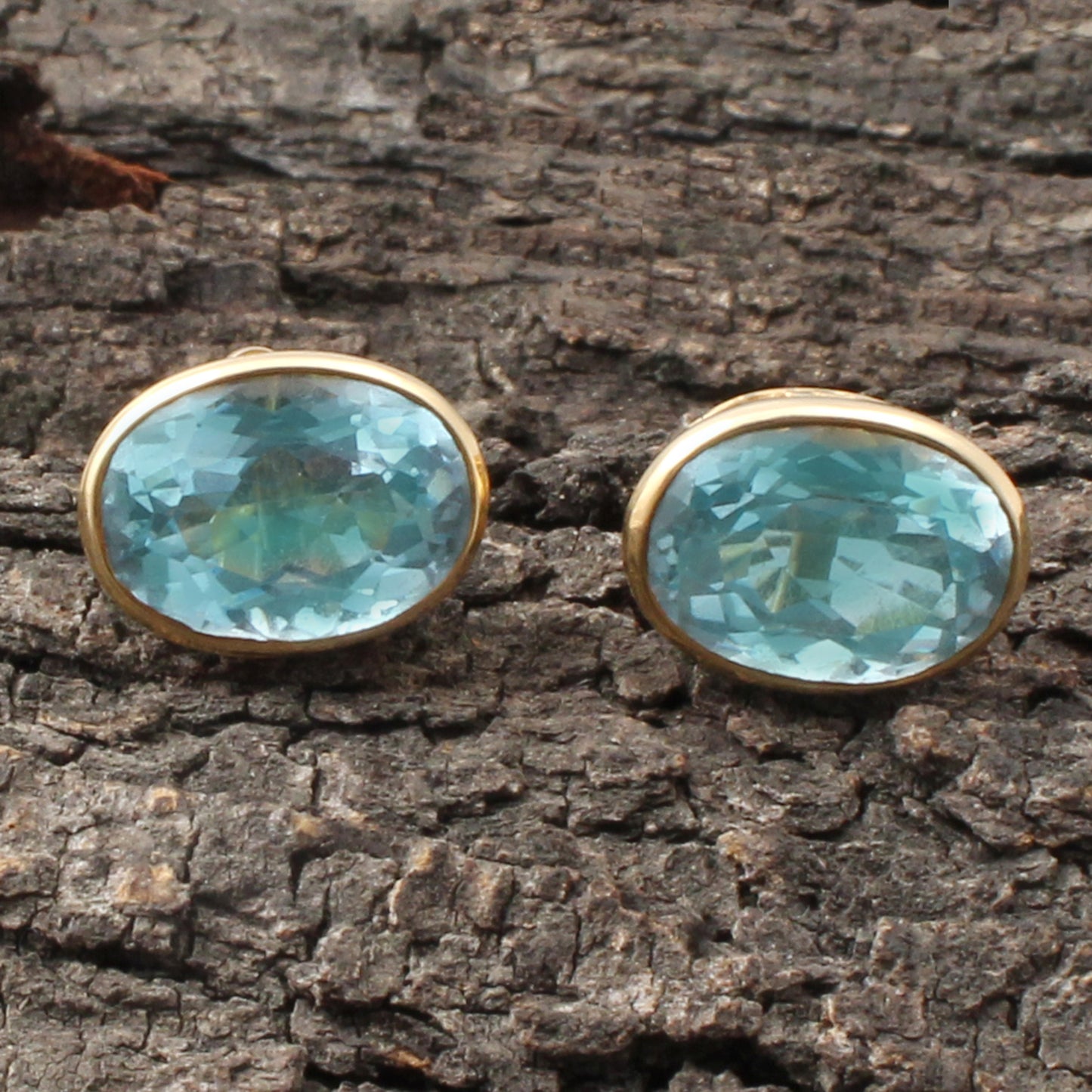 Blue Topaz Gold Earring