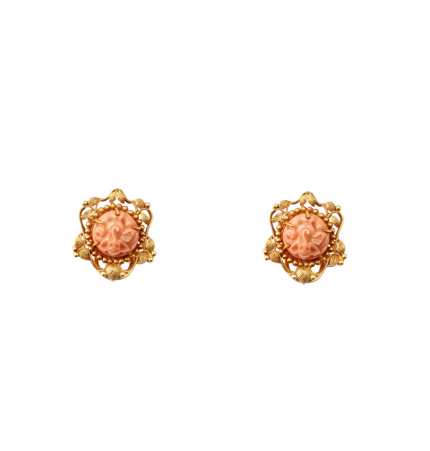 Coral(Italy) Gold Earring