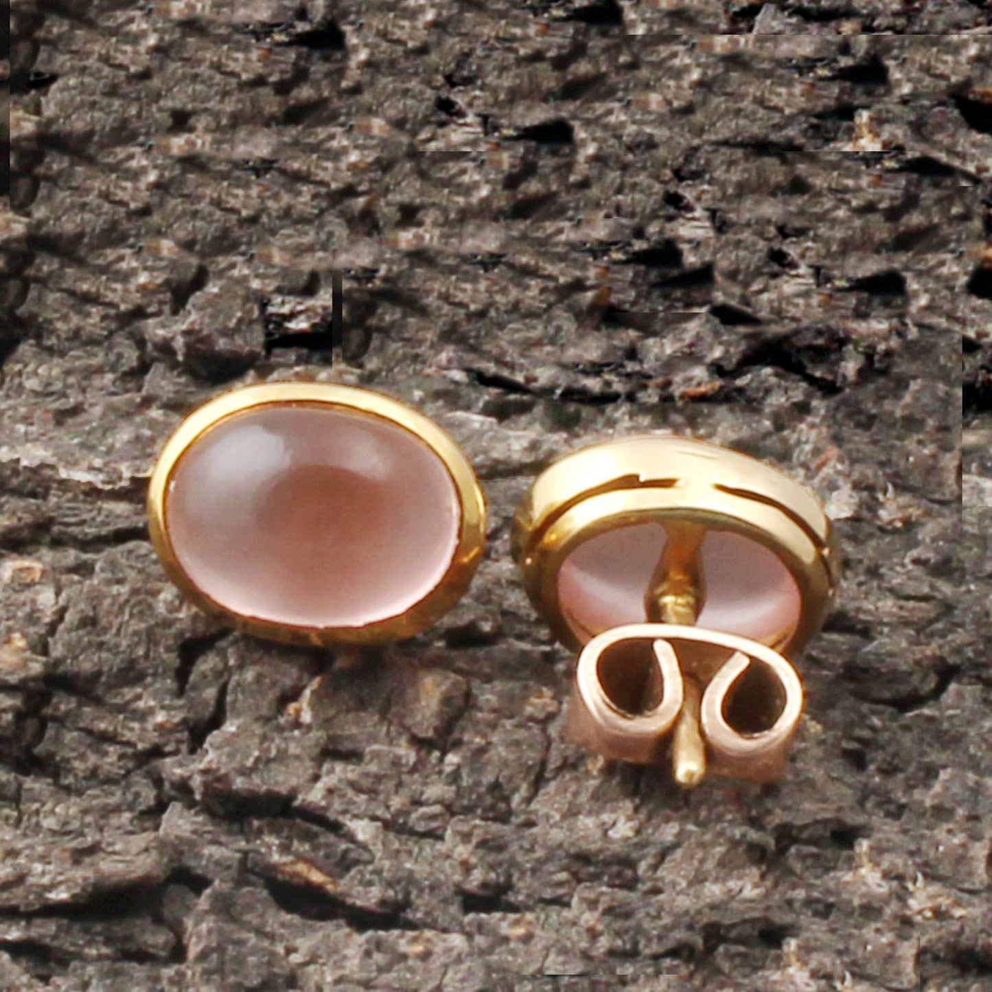 Rose Quartz Gold Earring