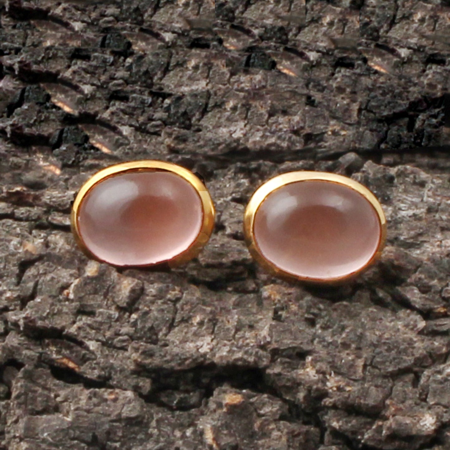 Rose Quartz Gold Earring