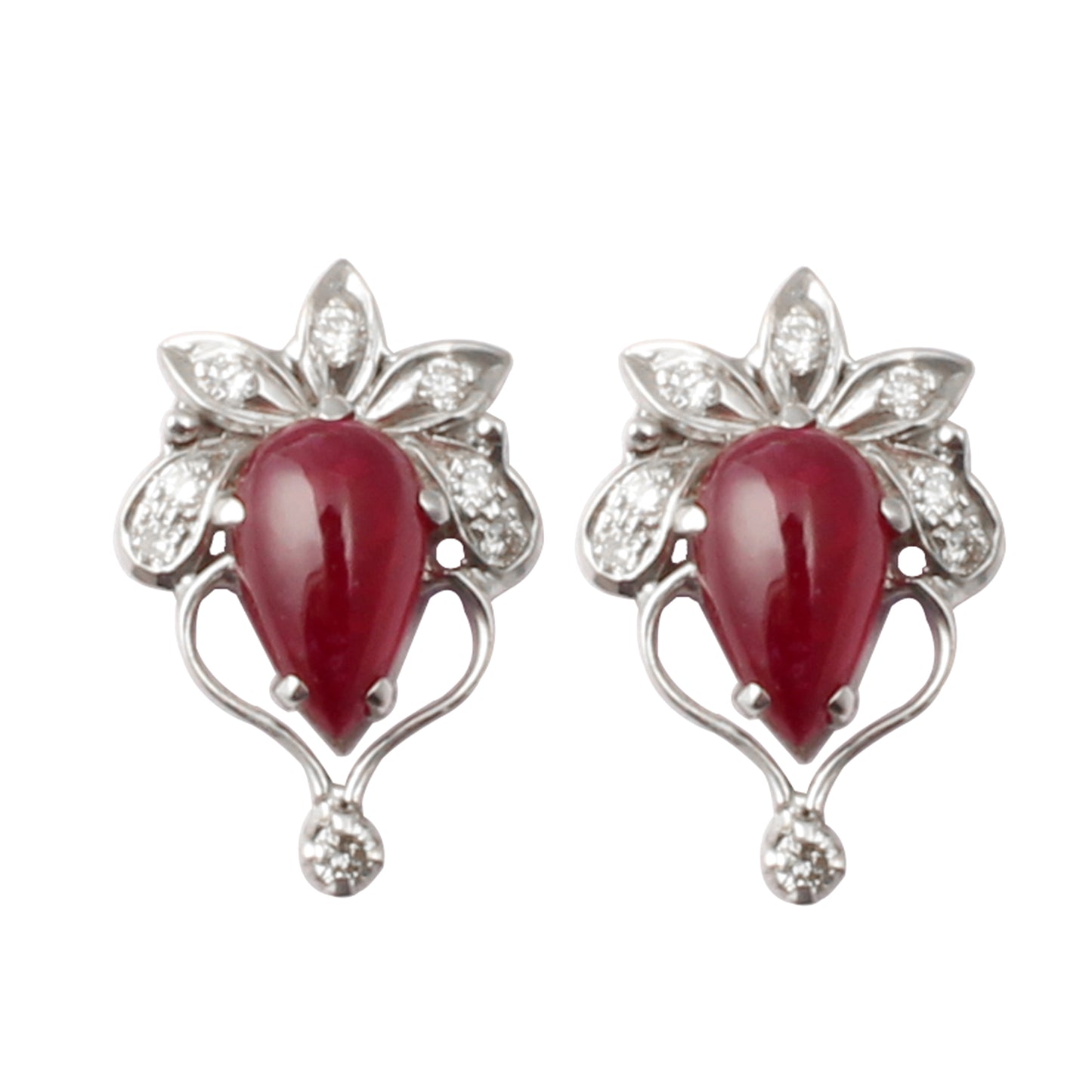 Ruby(Natural) And Diamonds Gold Earring