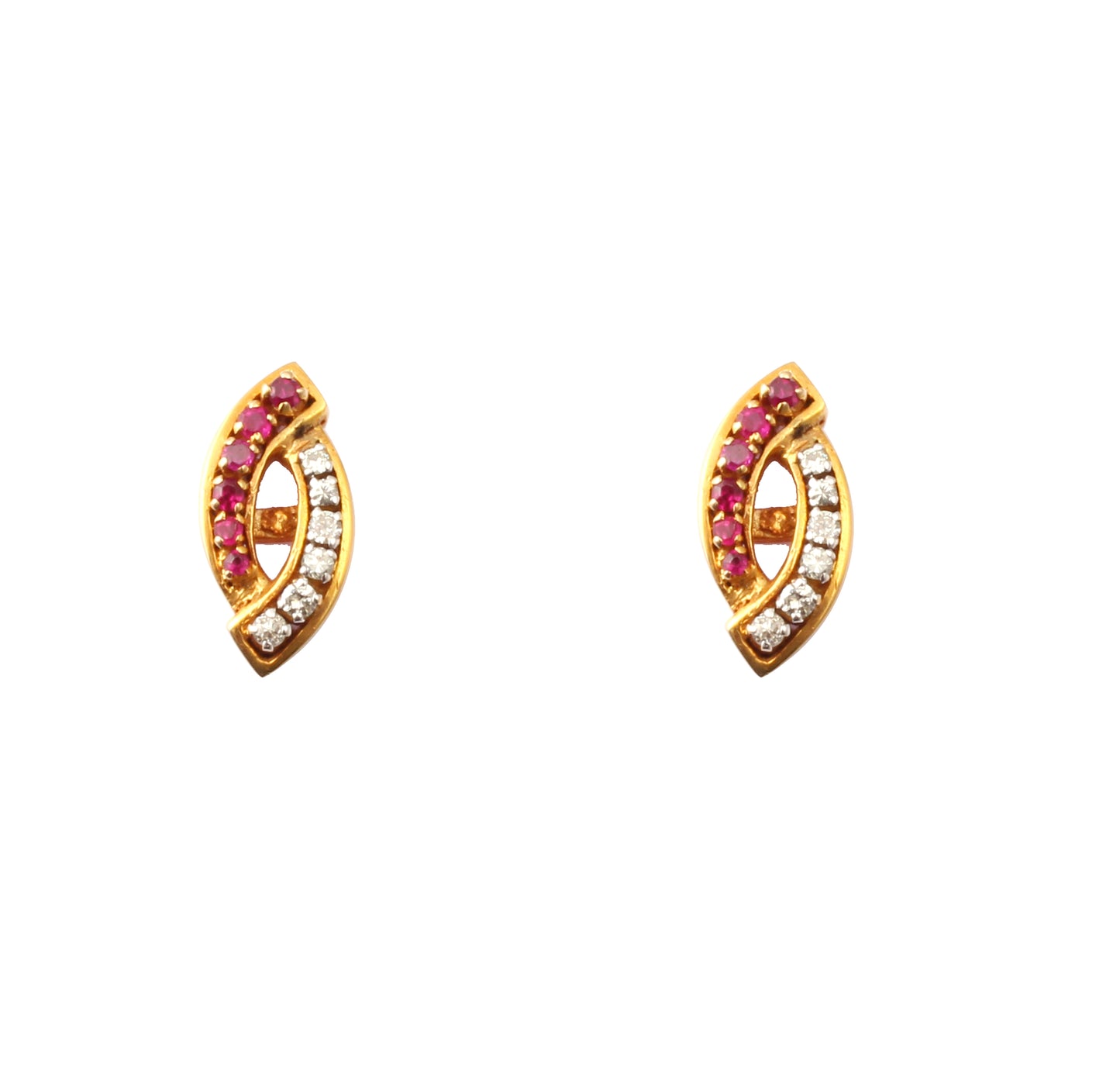 Ruby And Diamonds Gold Earring