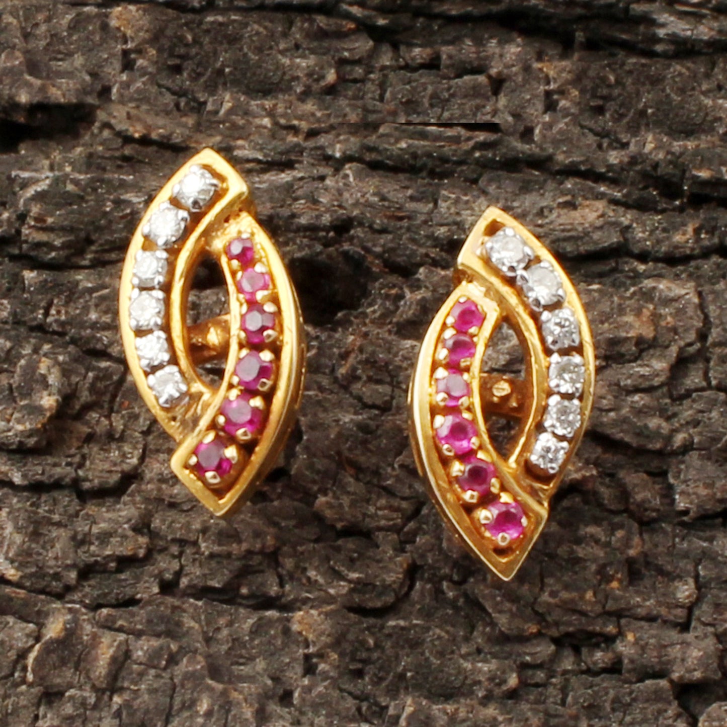 Ruby And Diamonds Gold Earring