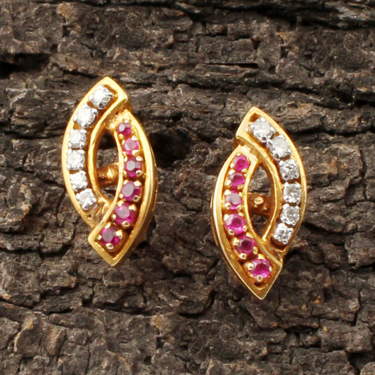 Ruby And Diamonds Gold Earring