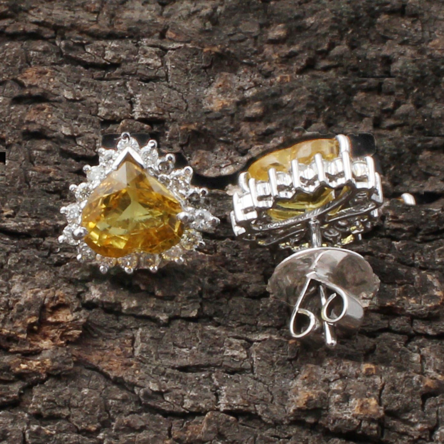 Yellow Sapphire And Diamonds Gold Earring