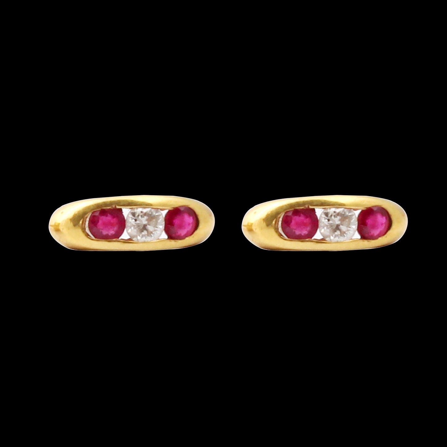 Ruby And Diamonds Gold Earring