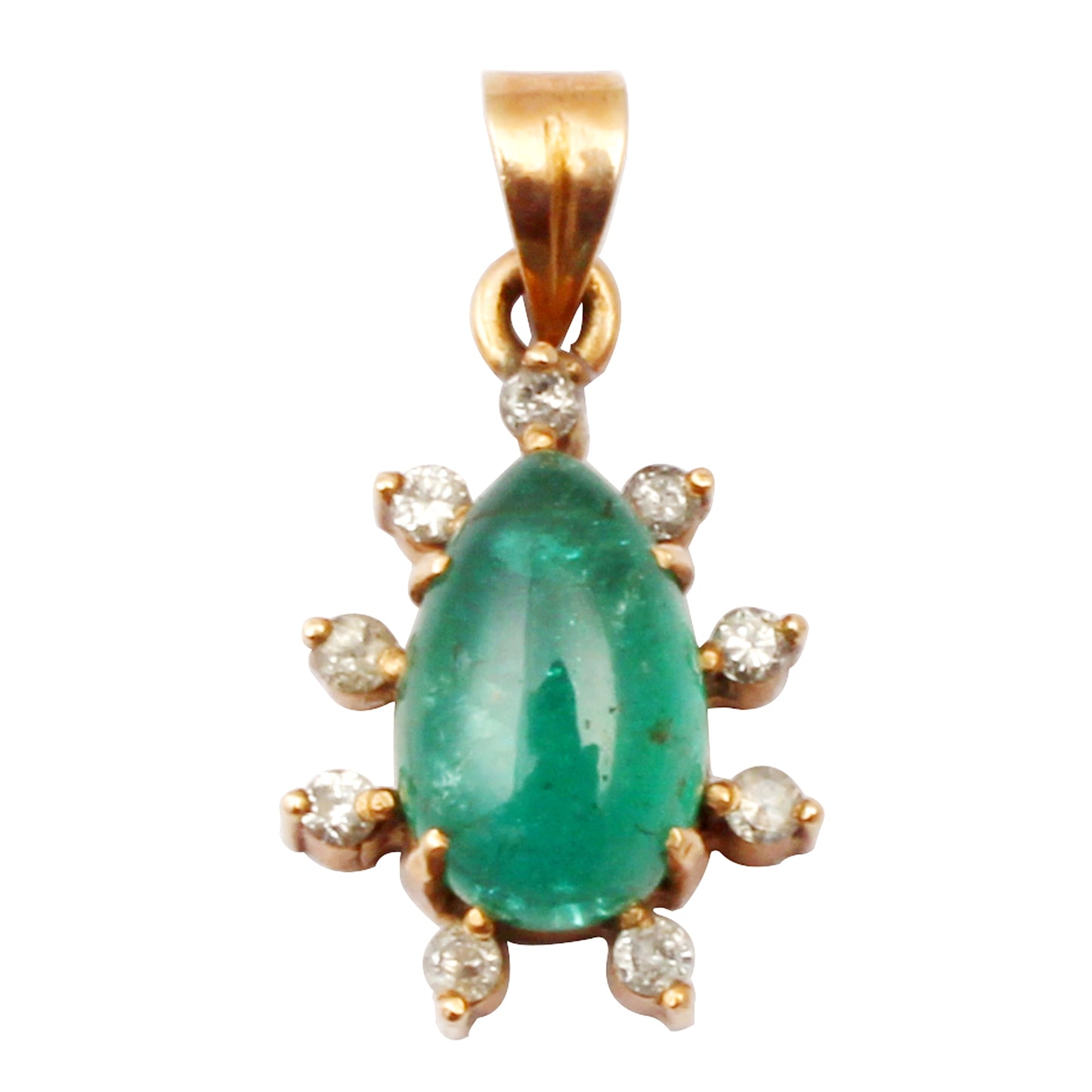 Emerald And Diamonds Gold Pendant