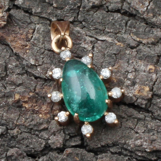 Emerald And Diamonds Gold Pendant