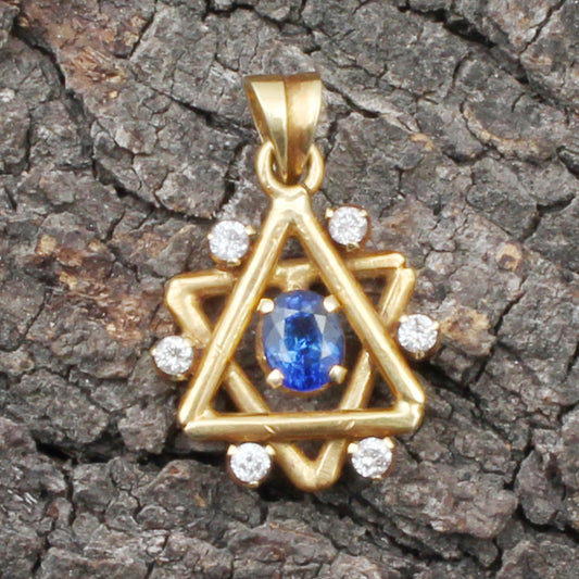 Sapphire And Diamonds Gold Pendant