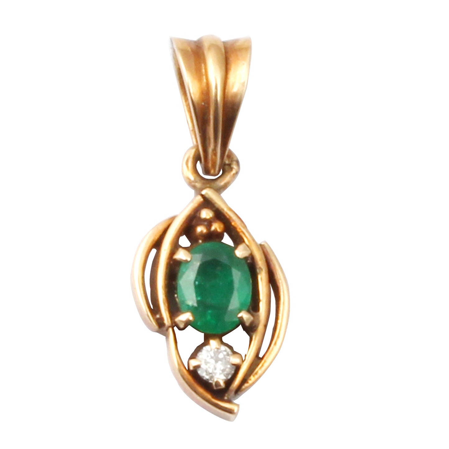 Emerald And Diamonds Gold Pendant