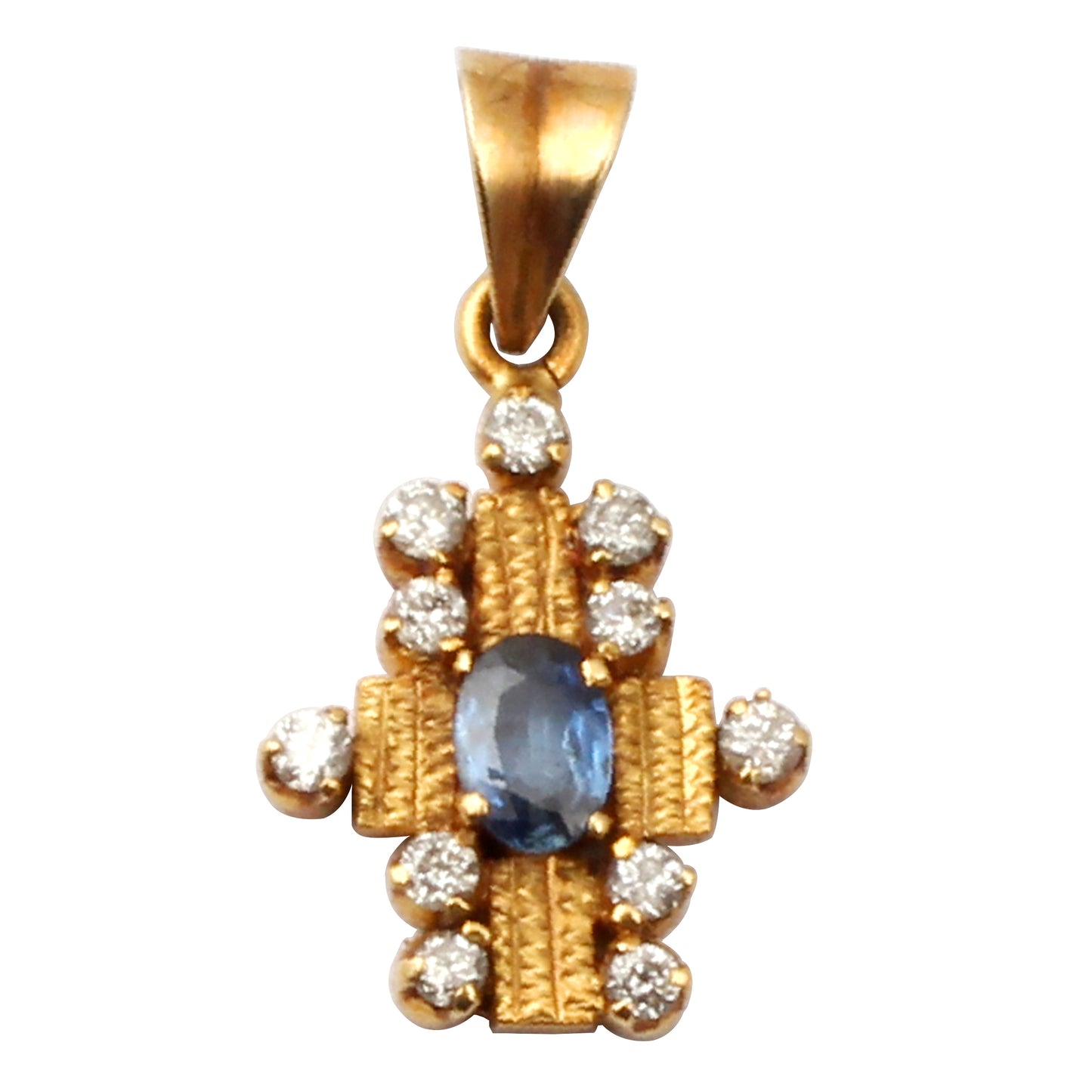 Sapphire And Diamonds Gold Pendant