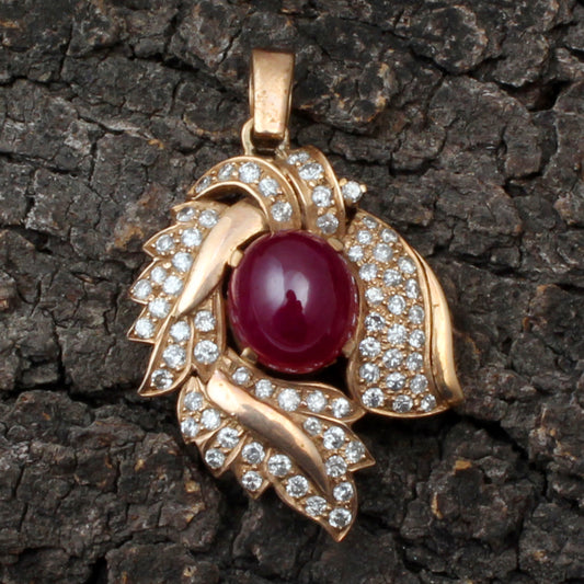 Ruby And Diamonds Gold Pendant