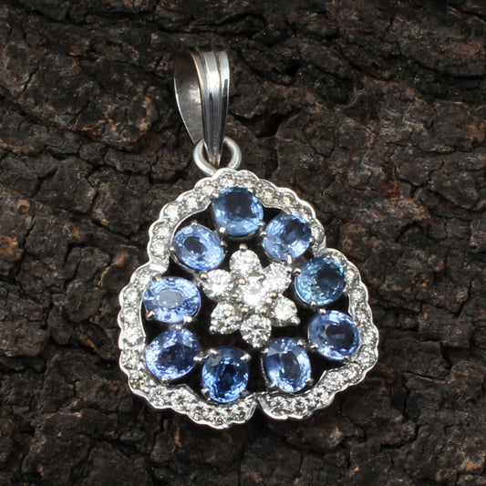 Sapphire(Natural) And Diamonds Gold Pendant