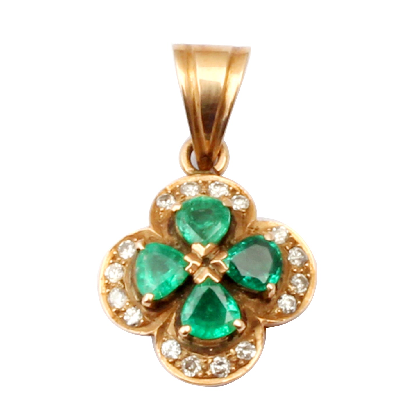 Emerald And Diamonds Gold Pendant