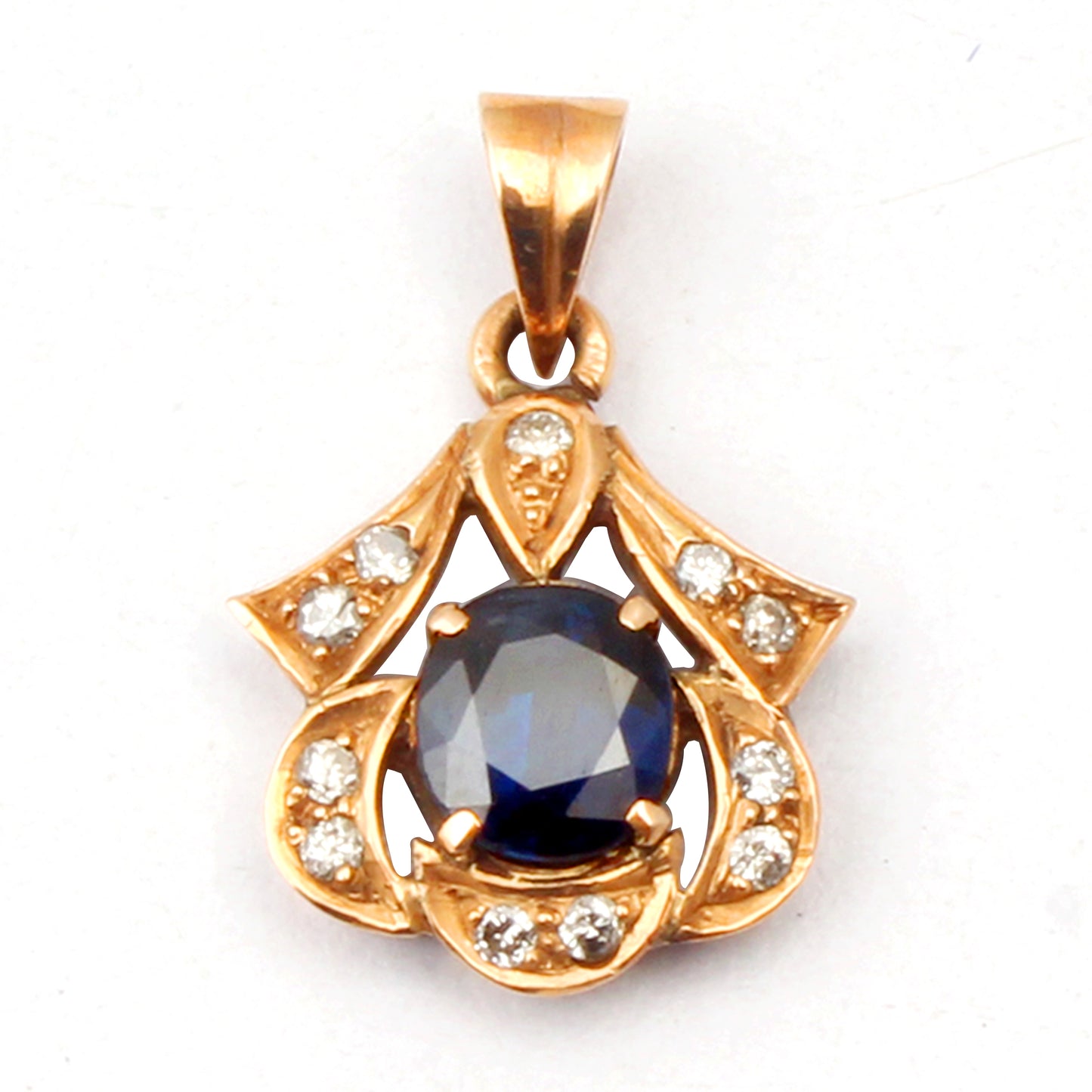 Sapphire And Diamonds Gold Pendant