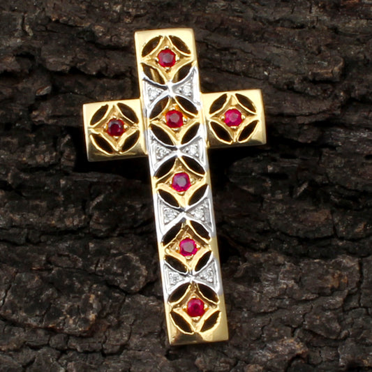 Ruby And Diamonds Gold Pendant