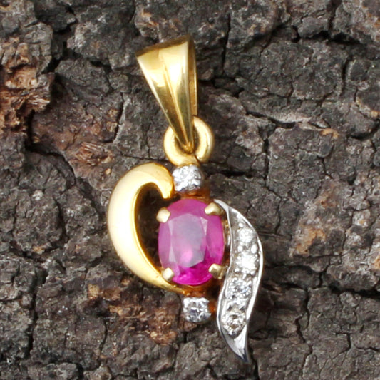 Ruby And Diamonds Gold Pendant