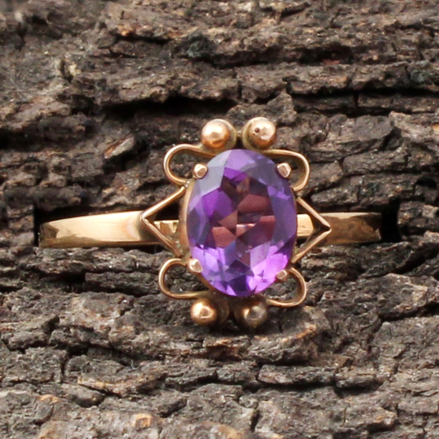 Amethyst(African) Gold Ring