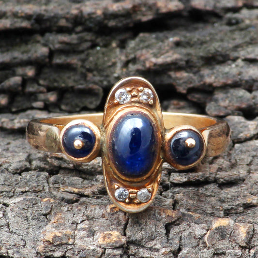 Sapphire And Diamonds Gold Ring