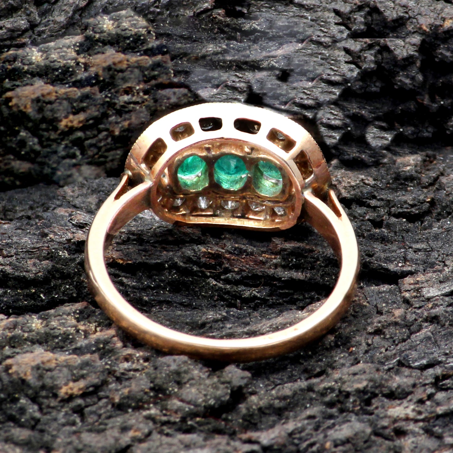 Emerald(Zambian) And Diamonds Gold Ring