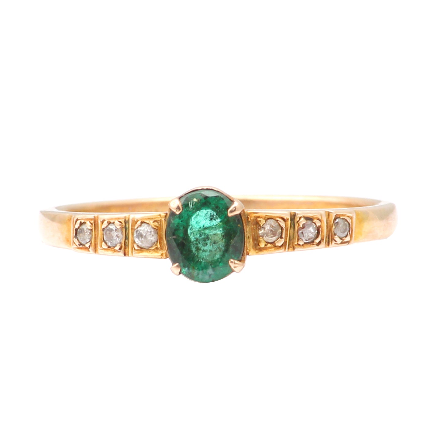 Emerald And Diamonds Gold Ring