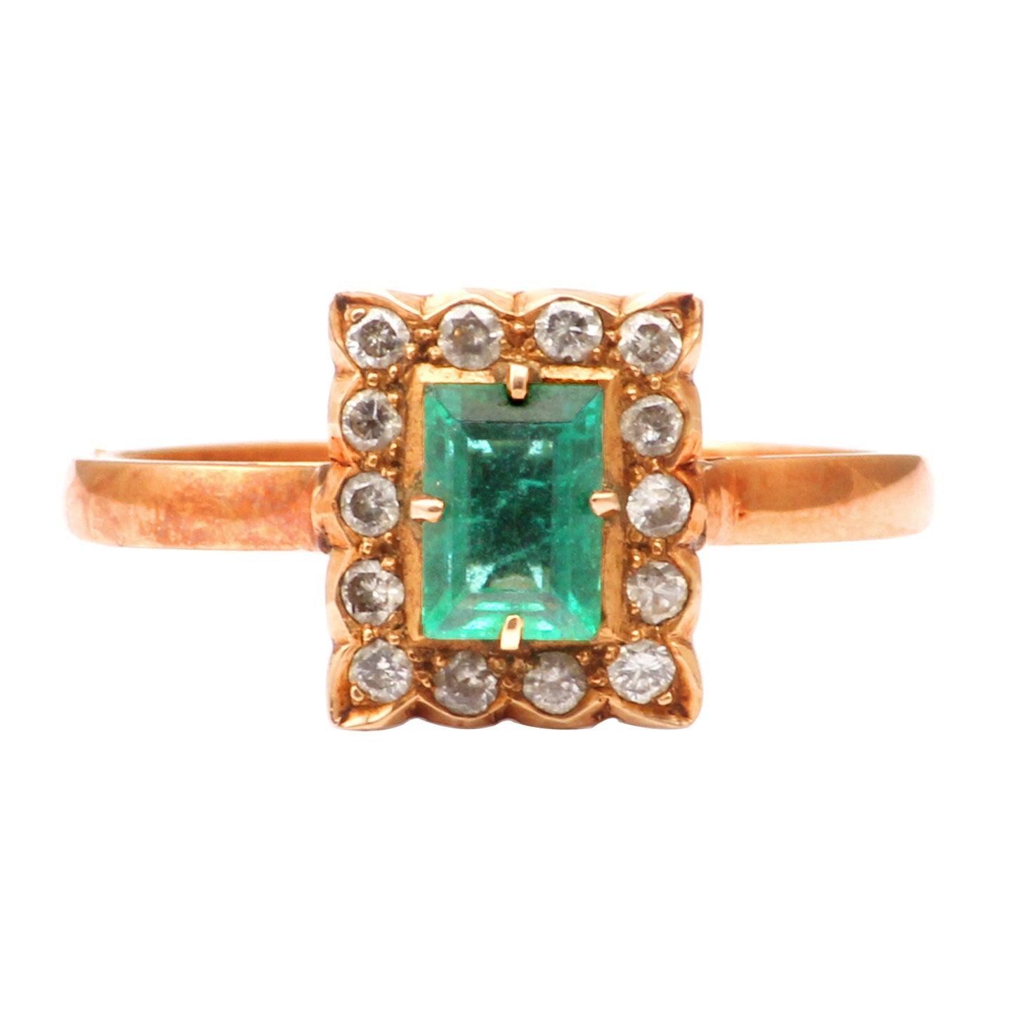 Emerald And Diamonds Gold Ring