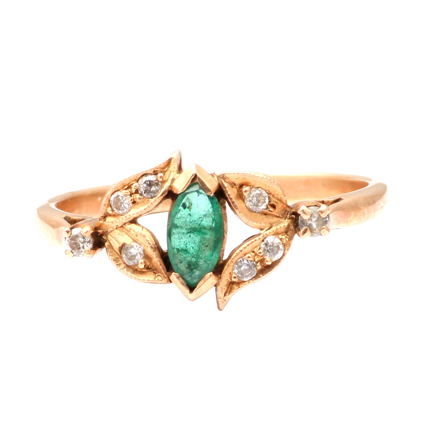 Emerald And Diamonds Gold Ring