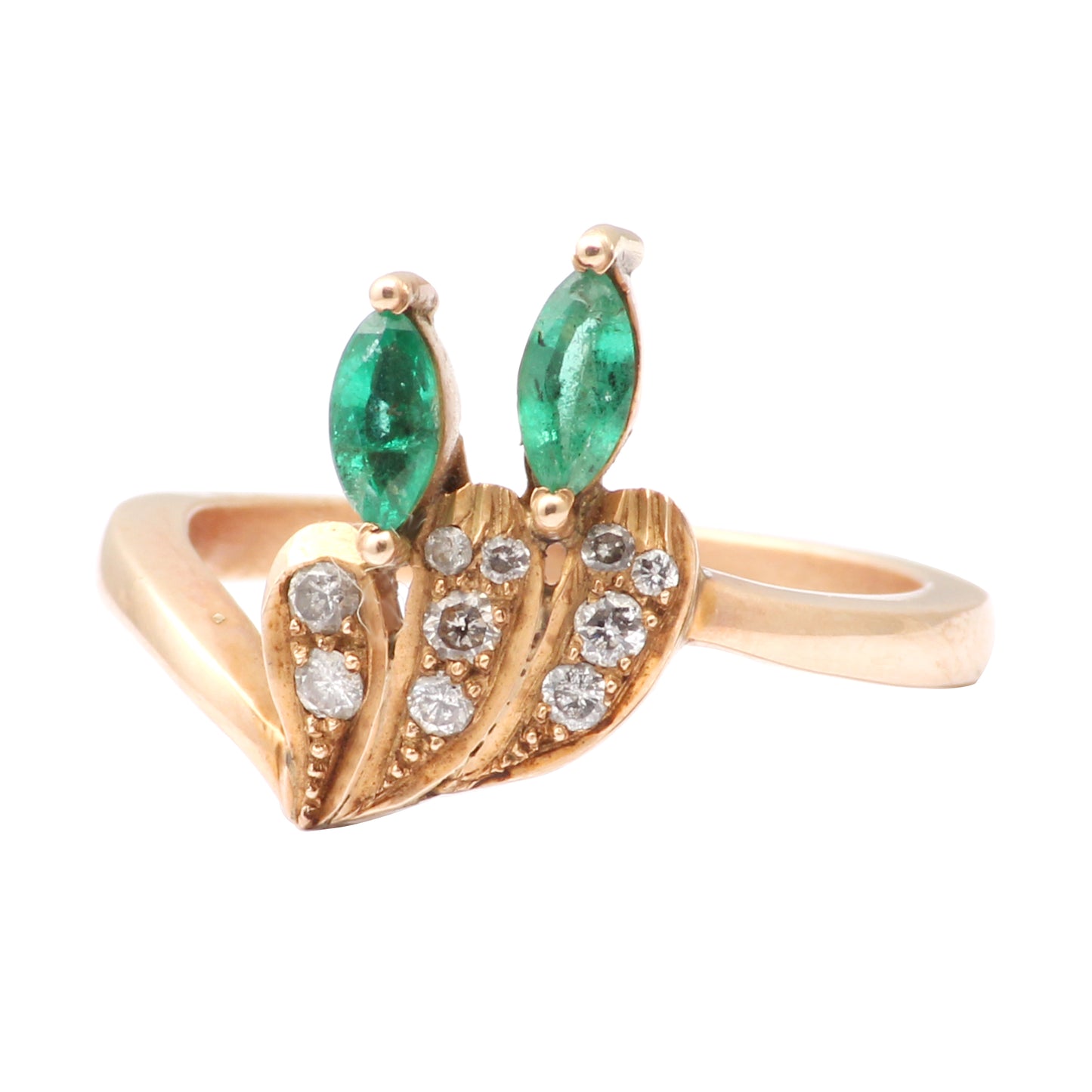 Emerald(Zambian) And Diamonds Gold Ring