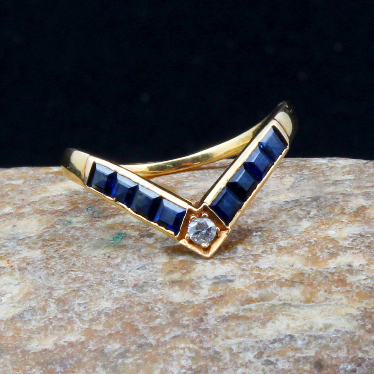 Sapphire And Diamonds Gold Ring