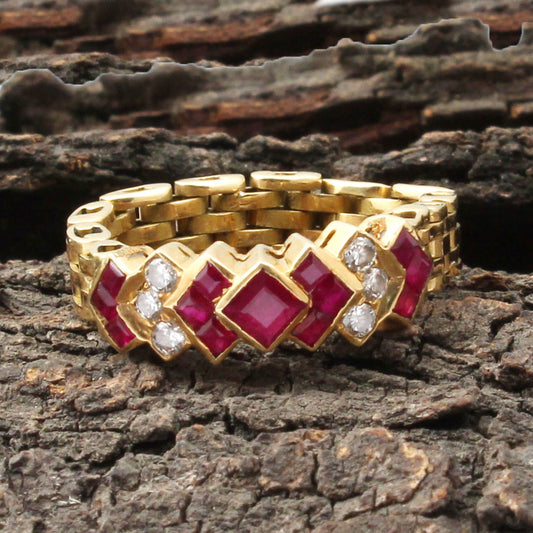 Ruby And Diamonds Gold Ring