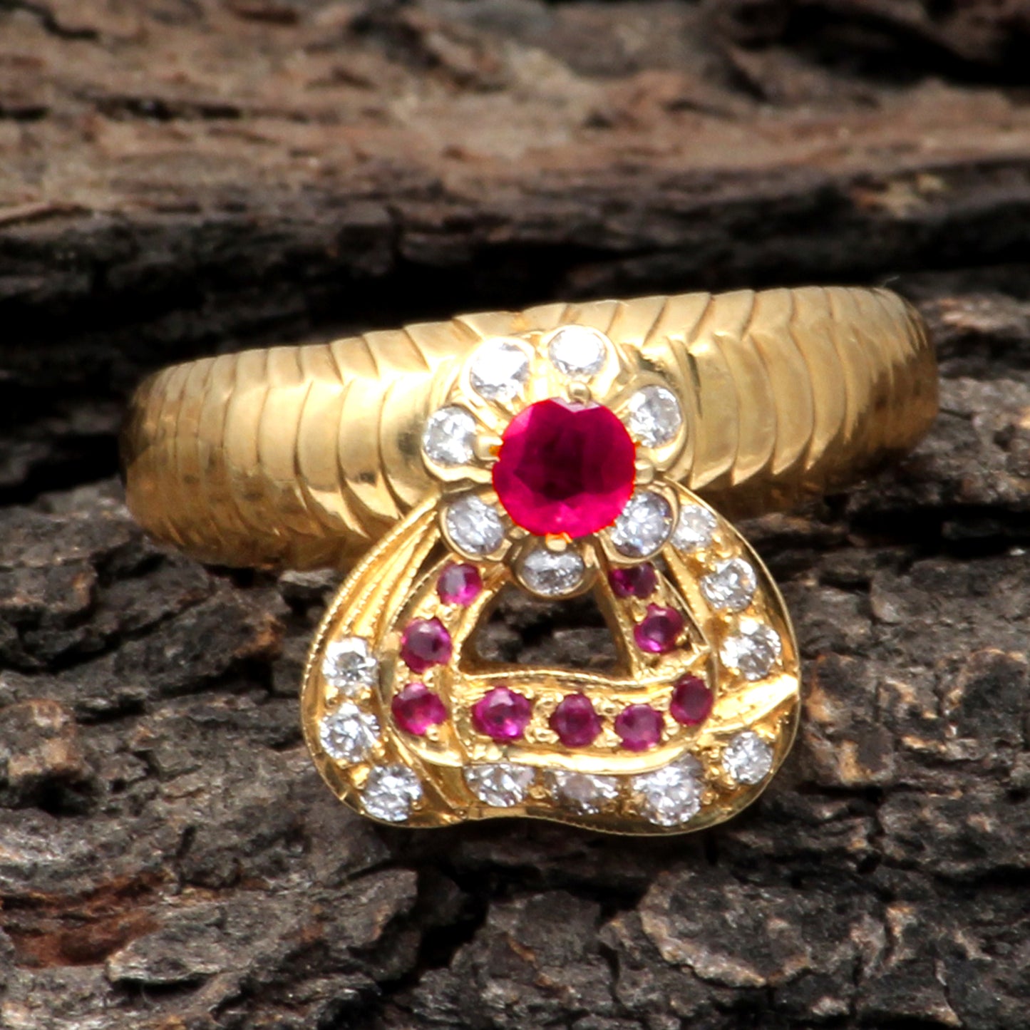 Ruby And Diamonds Gold Ring