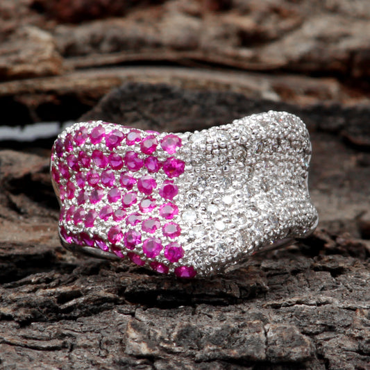 Pink Sapphire And Diamonds Gold Ring