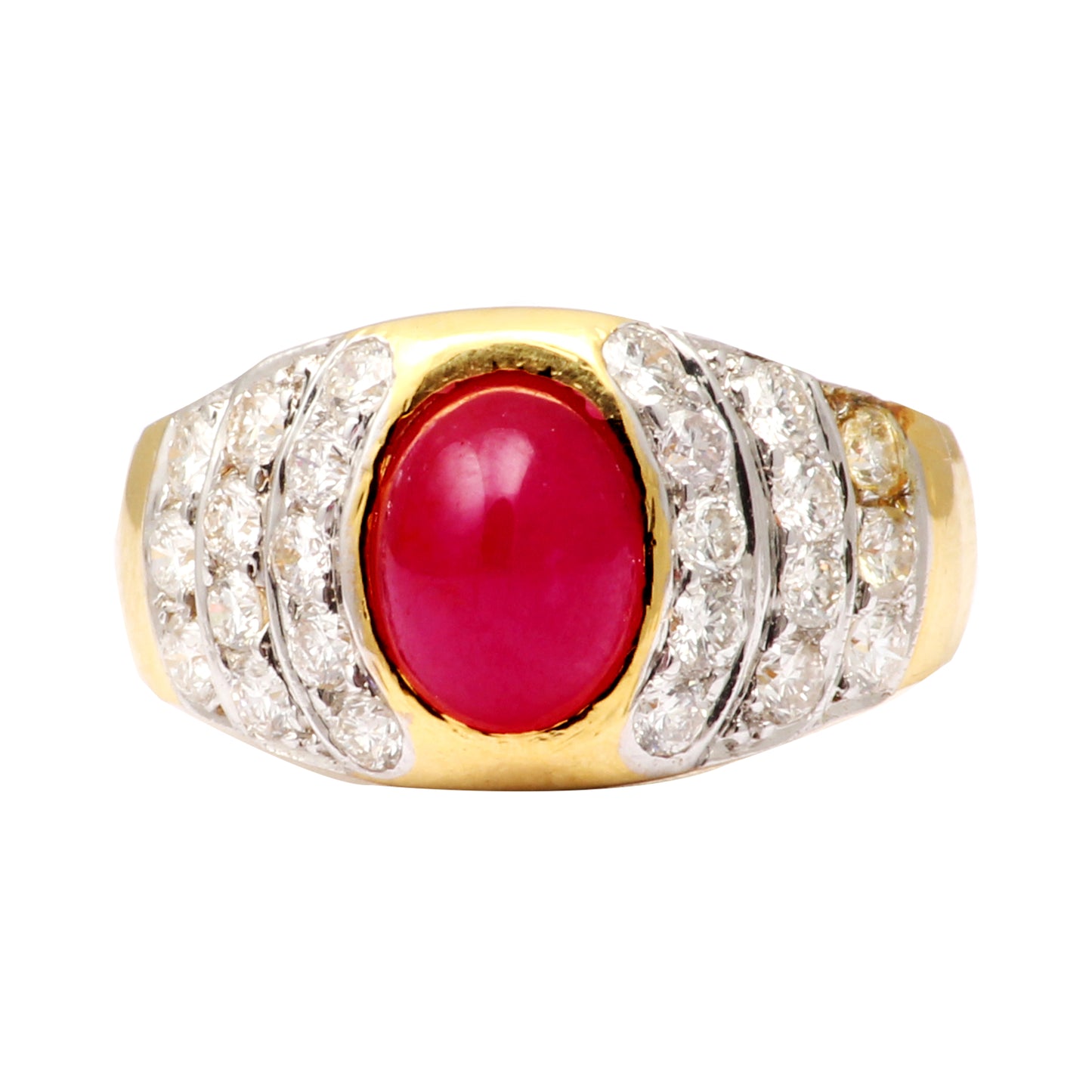 Ruby(Natural) And Diamonds Gold Ring