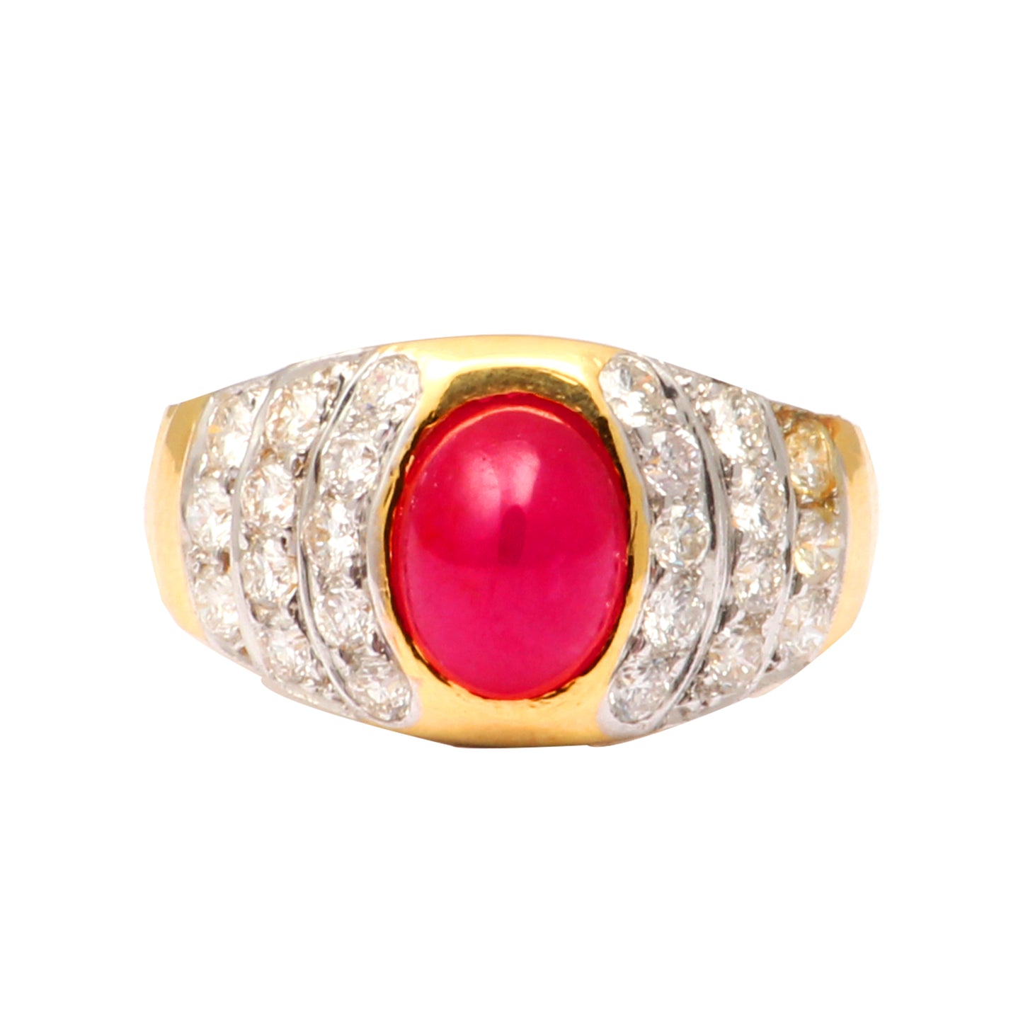 Ruby(Natural) And Diamonds Gold Ring