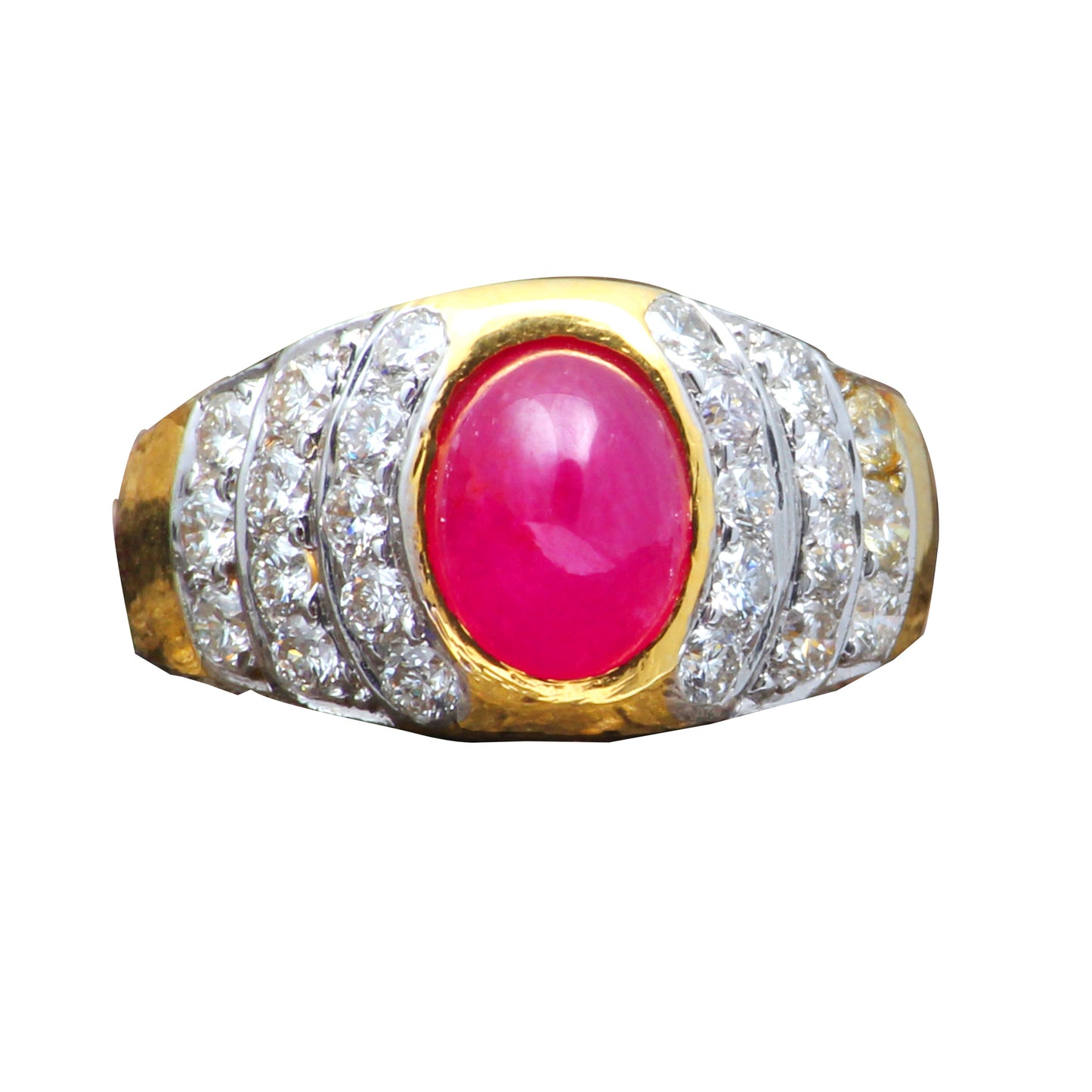 Ruby(Natural) And Diamonds Gold Ring