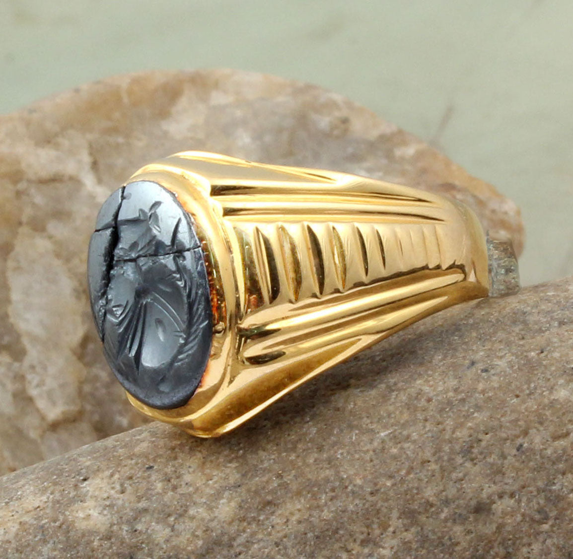 Hematite Gold Ring